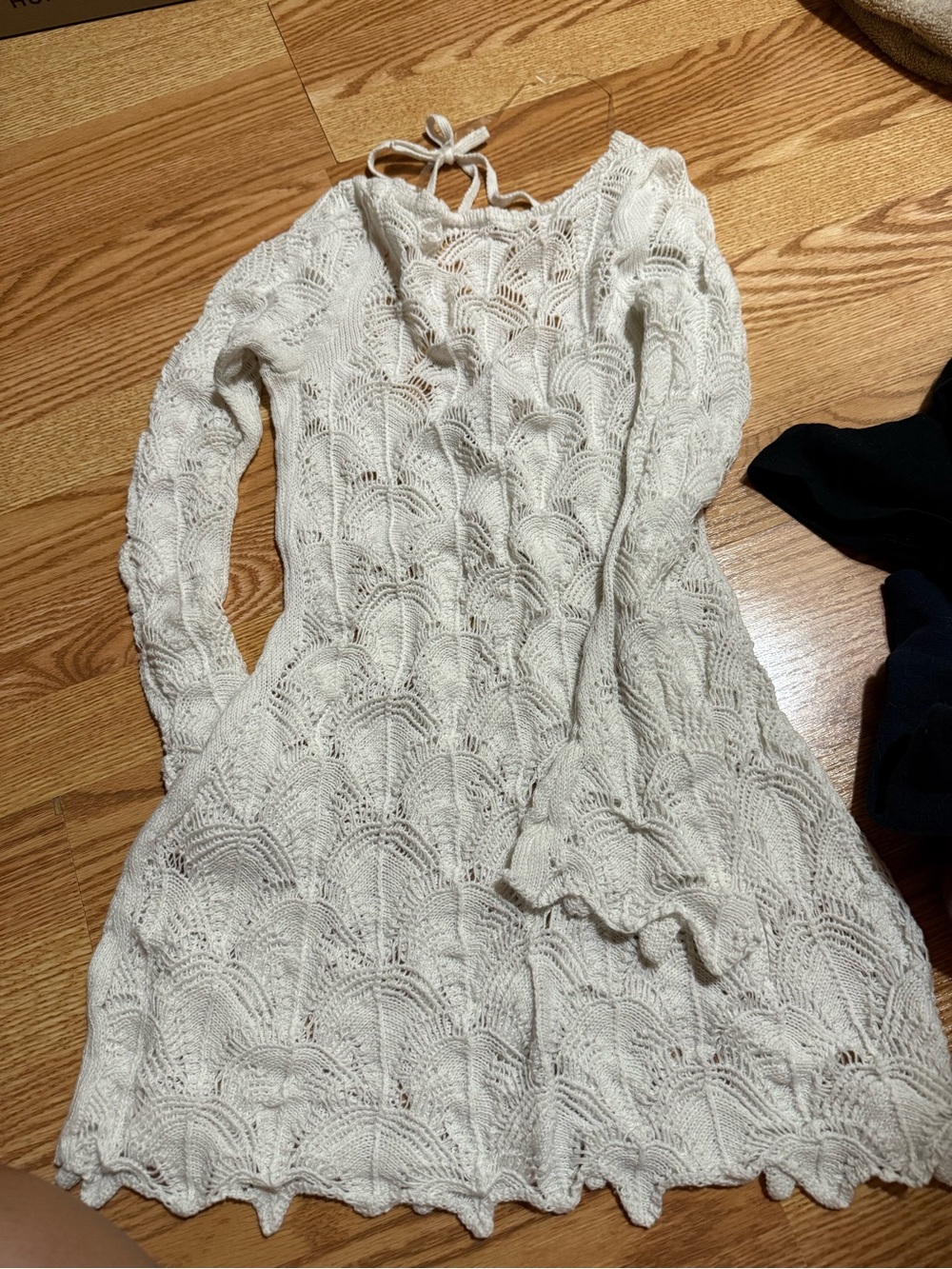 wild fable Cream Crochet Long Sleeve Knit Dress